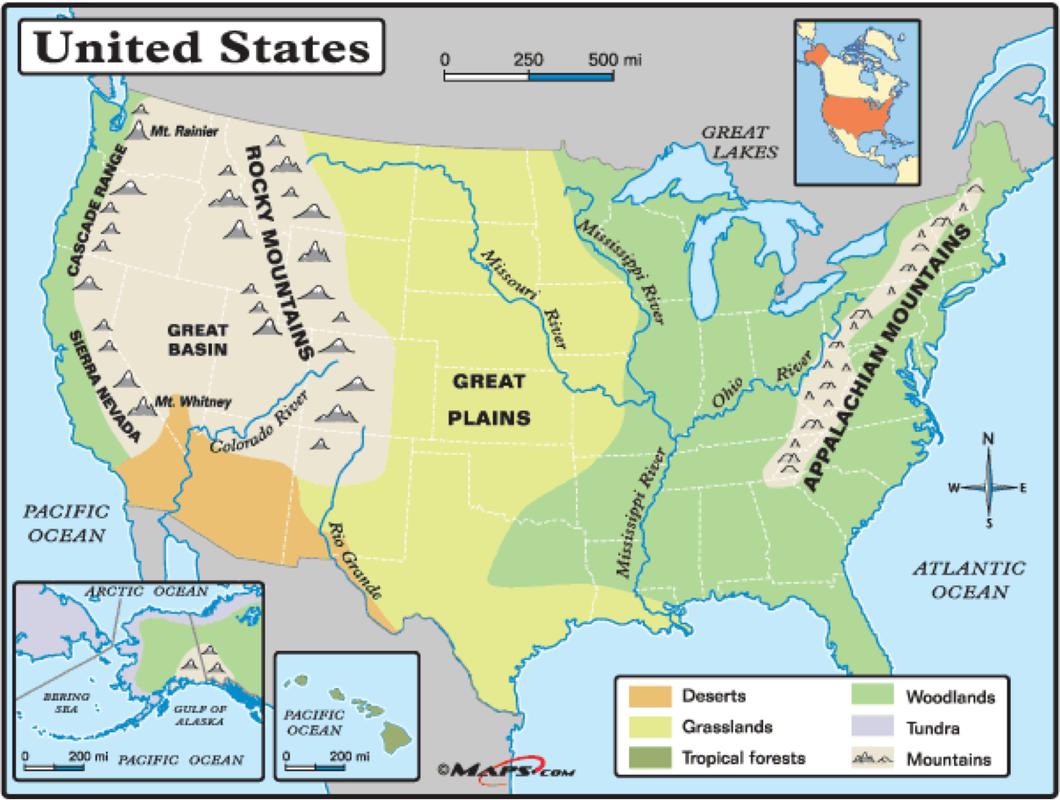 Physische Karte Der Usa Physische Landkarte Der Usa Nordamerika Und Sudamerika