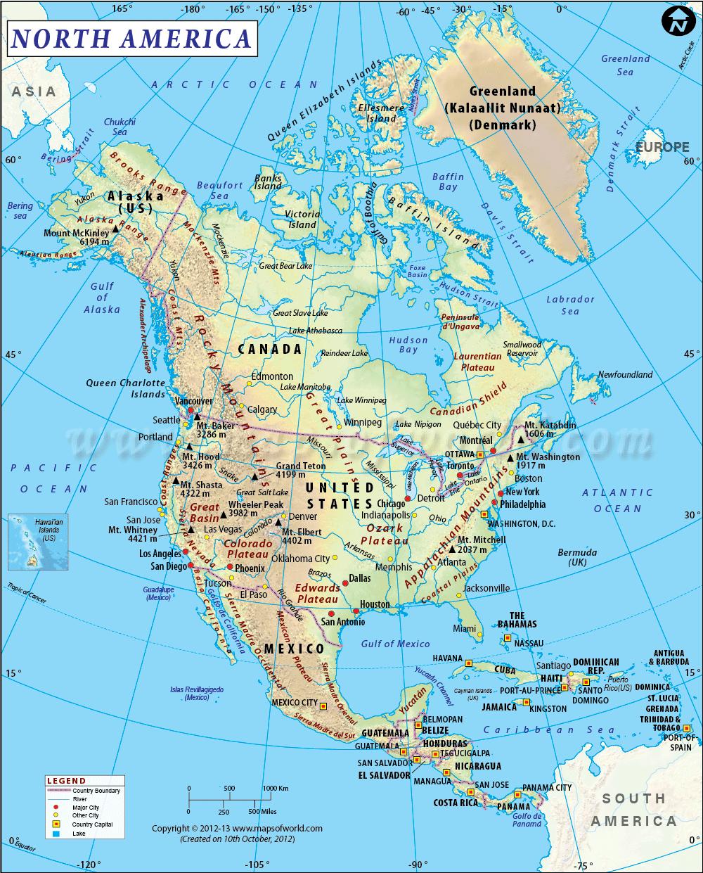 Region North America map nordamerikanischen Regionen 