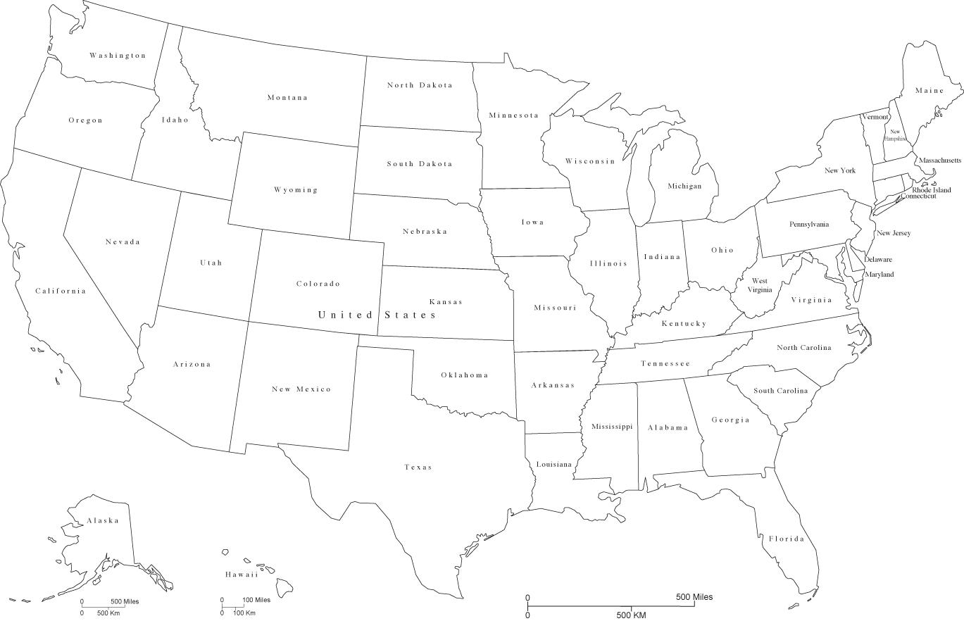 Schwarze und weiße US-Karte - US-Karte-schwarz und weiss (Northern