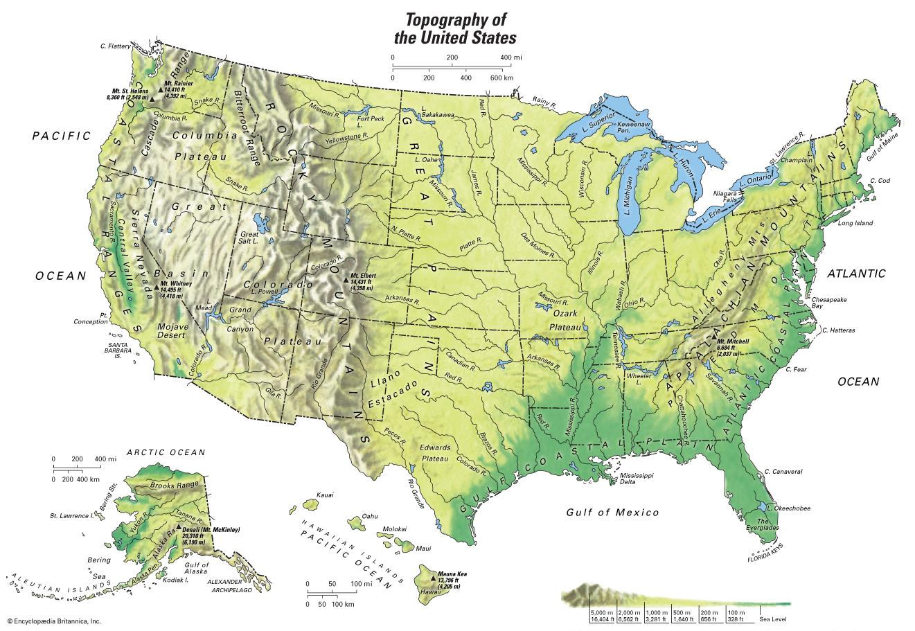 Topographische Us Karte Topographische Landkarte Der Usa Nordamerika Und Südamerika 7892