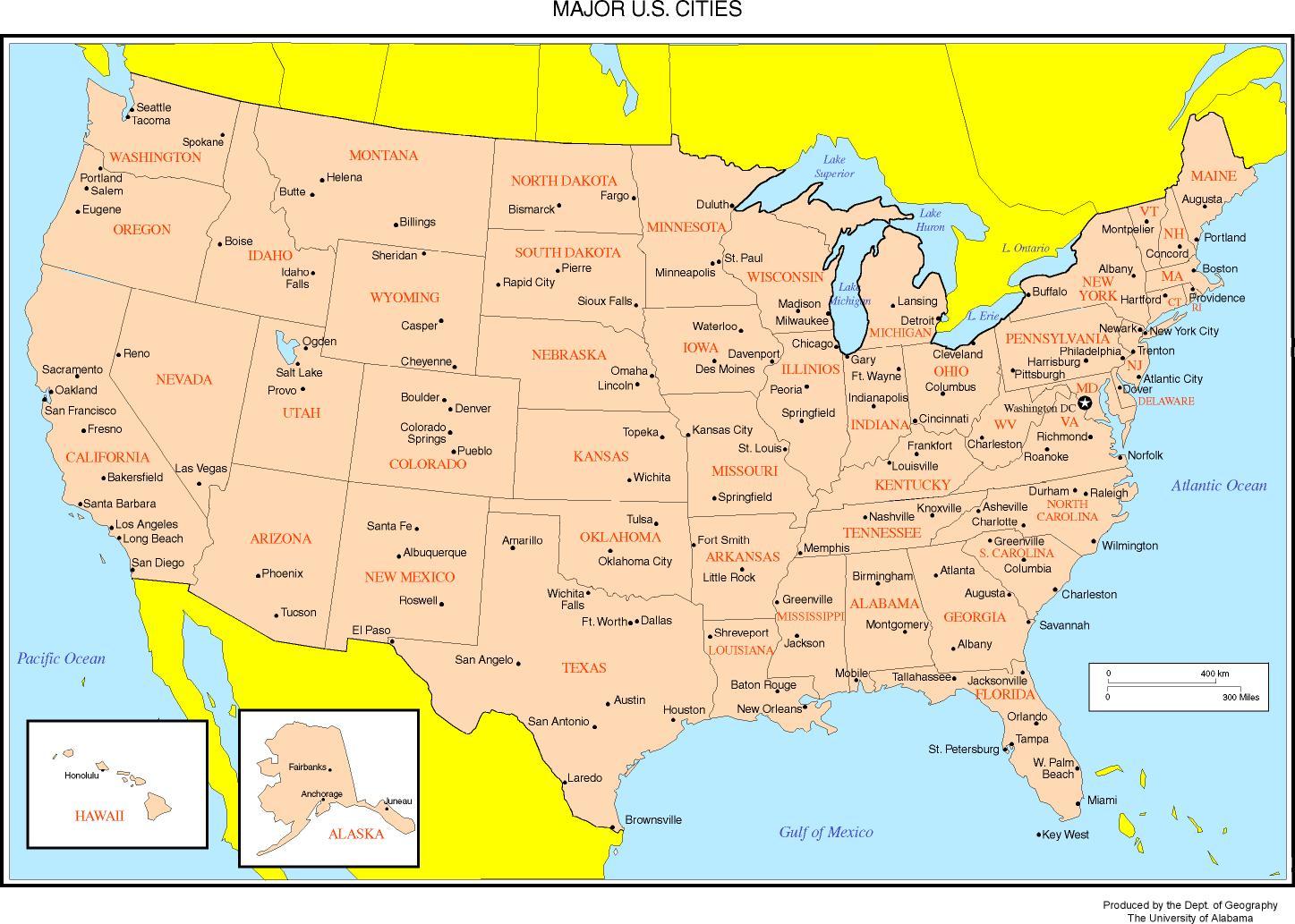 Us Grossstadten Map Karte Von Uns Den Grossen Stadten Nord Amerika Amerika