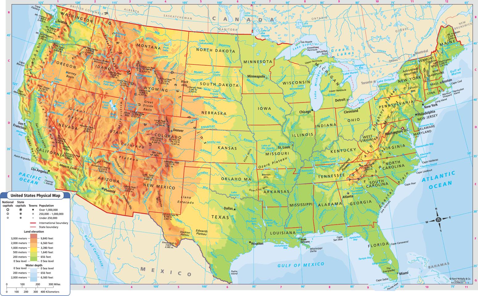 Usa Physische Karte Physikalische Karte Der Usa Nordamerika Und Sudamerika