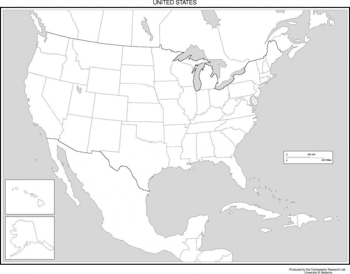 Blank Karte der Vereinigten Staaten - Karte von den Vereinigten Staaten leer (Nord-Amerika 