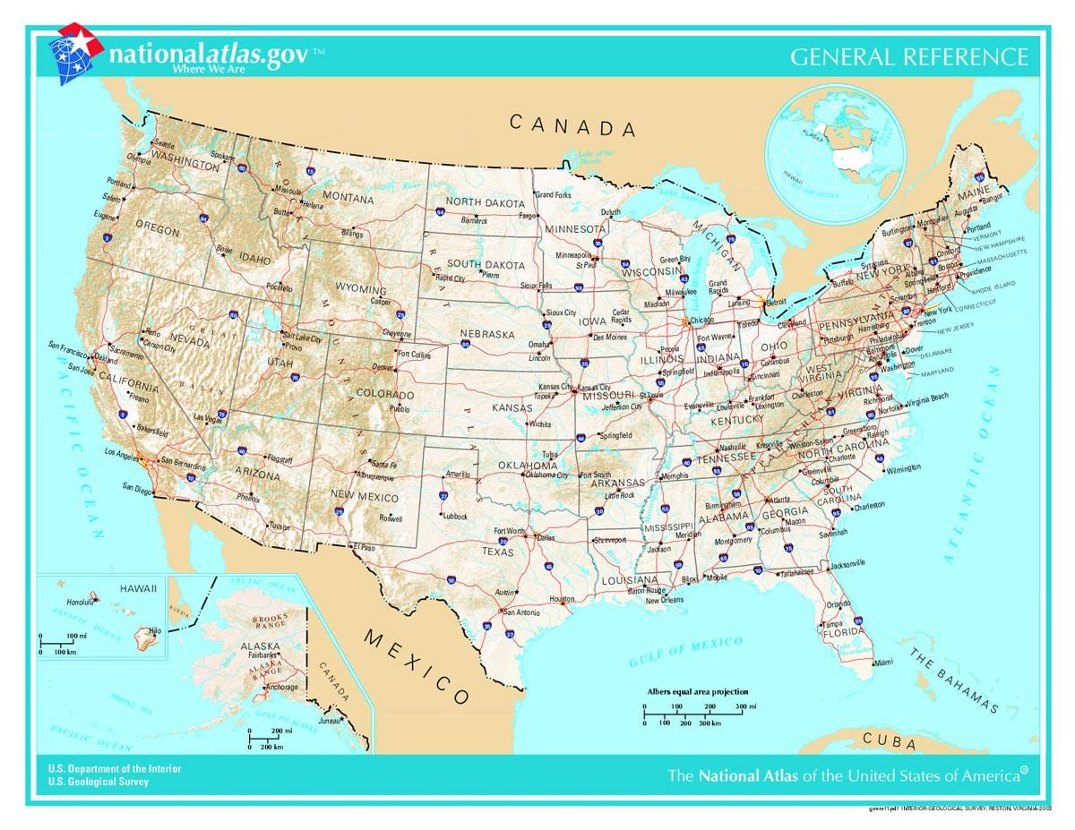 detaillierte Karte der USA