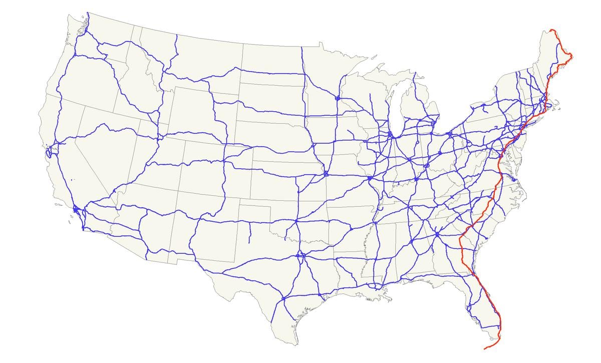 Karte US route 1