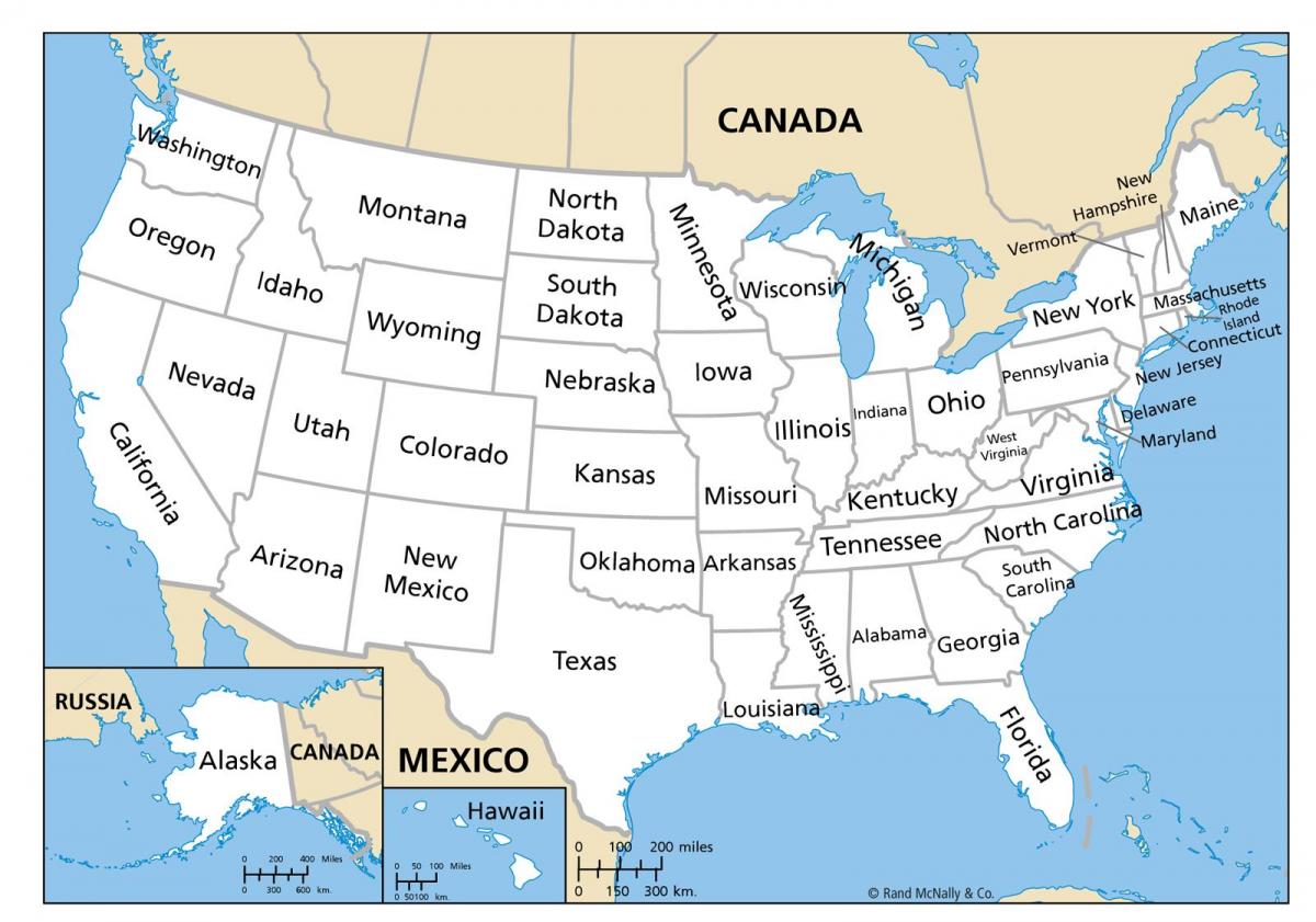 Karte der USA, die von State - USA Landkarte Staat Namen ...