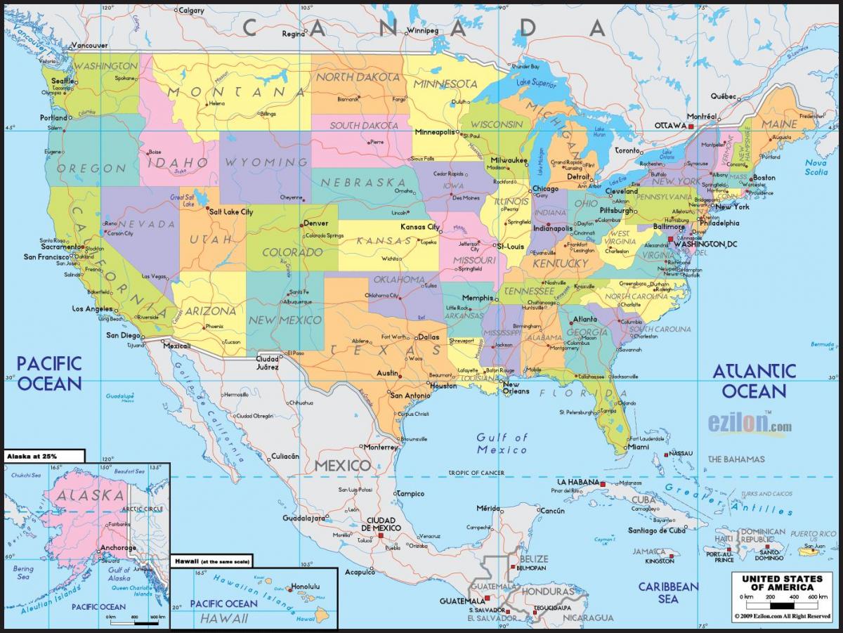 Landkarte Amerika