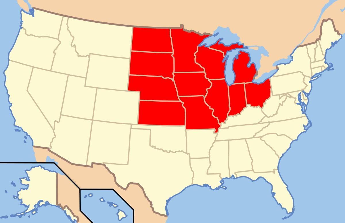 midwest USA Karte anzeigen