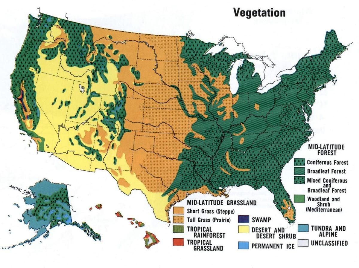 Karte der US-amerikanischen Wälder