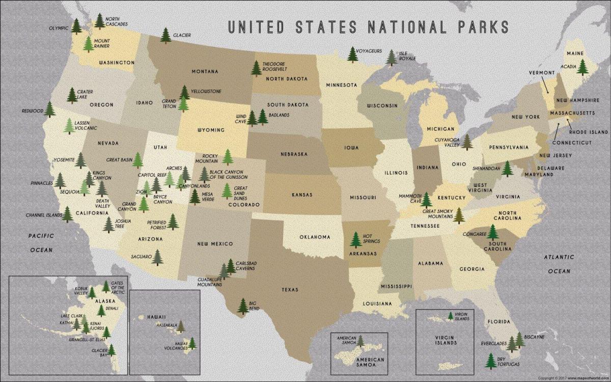Karte der US-Nationalparks