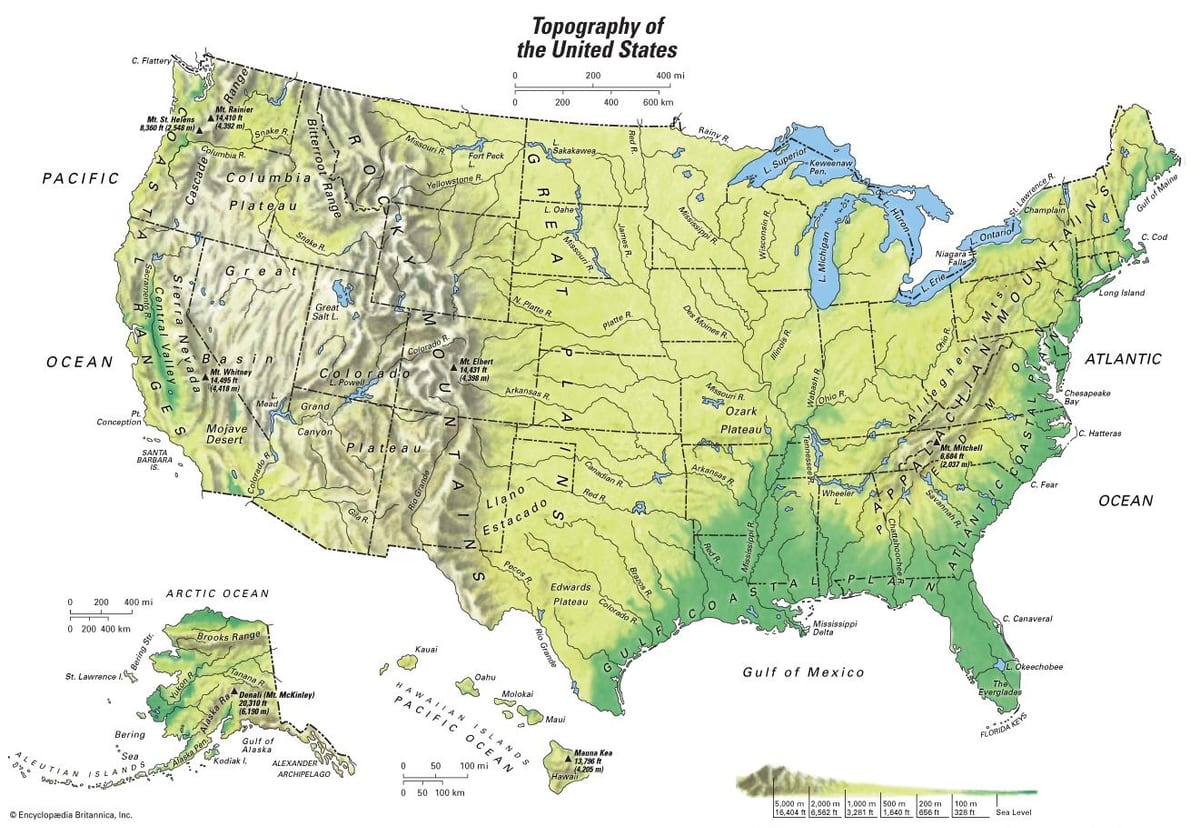topografische Karte USA