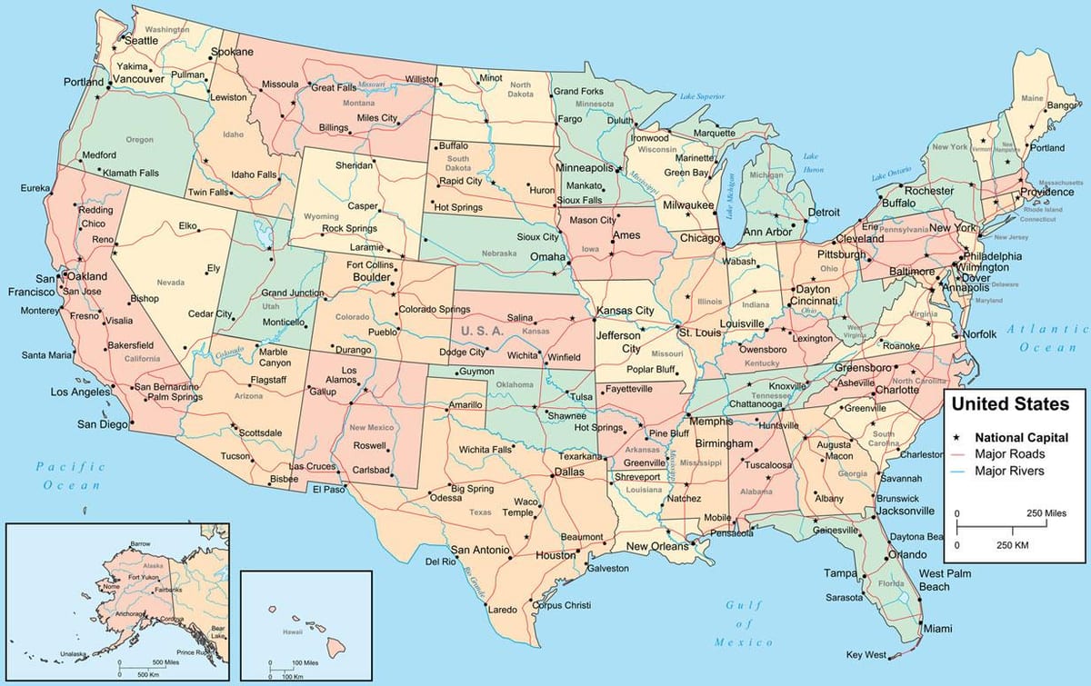 Karte der USA-Staaten