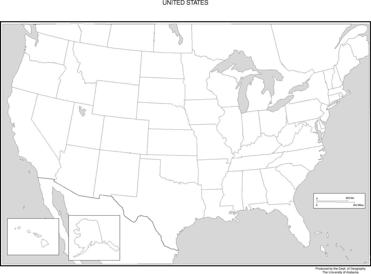 schwarze und weiße Karte der USA