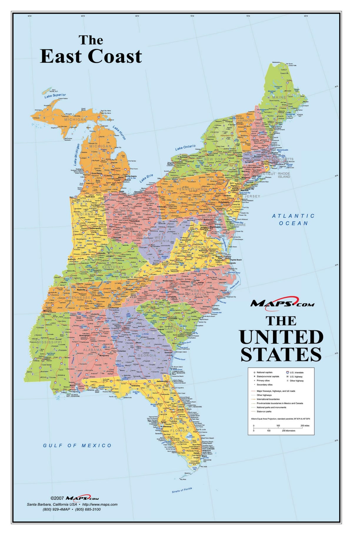 Karte der US-Ostküste