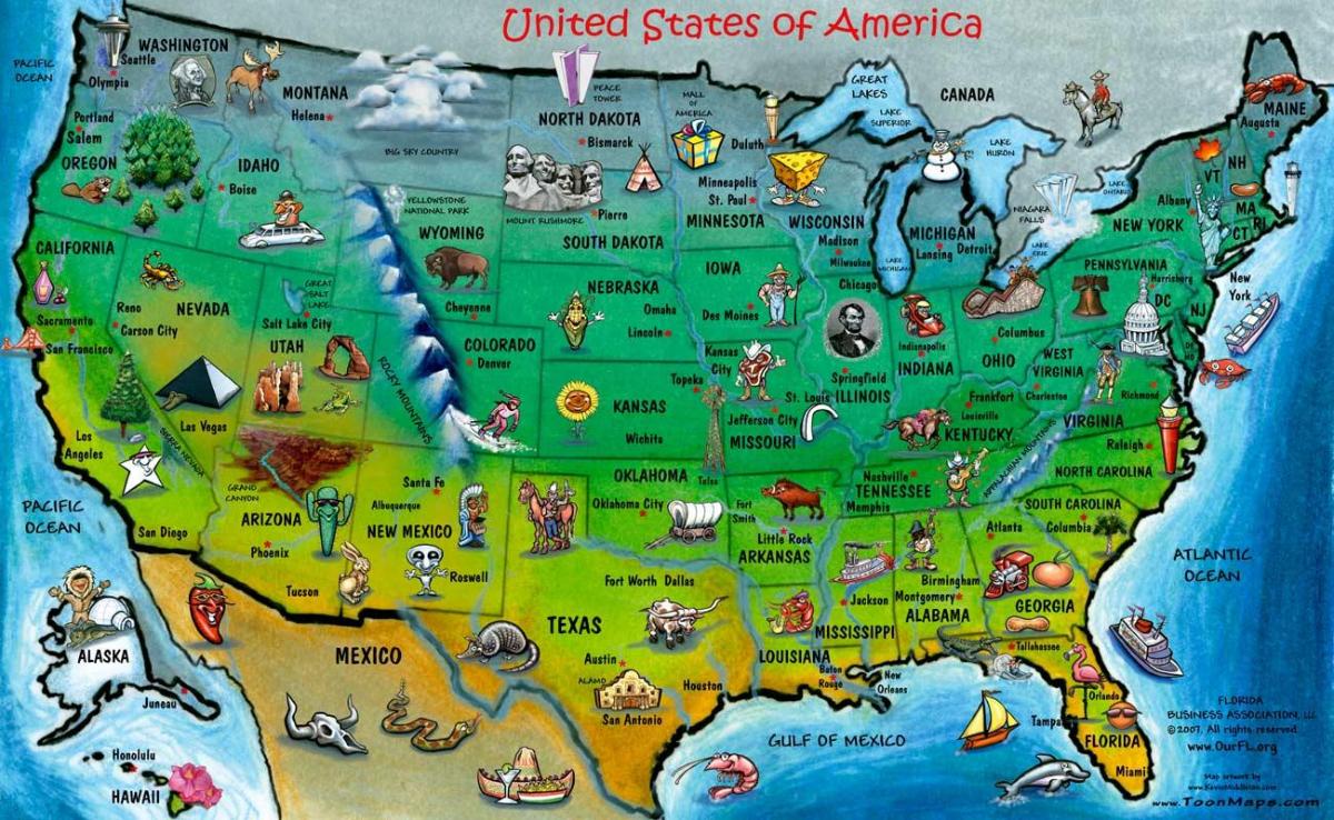 touristische Karte von USA