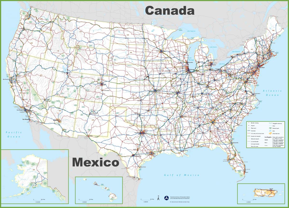 USA-Transporte-Karte