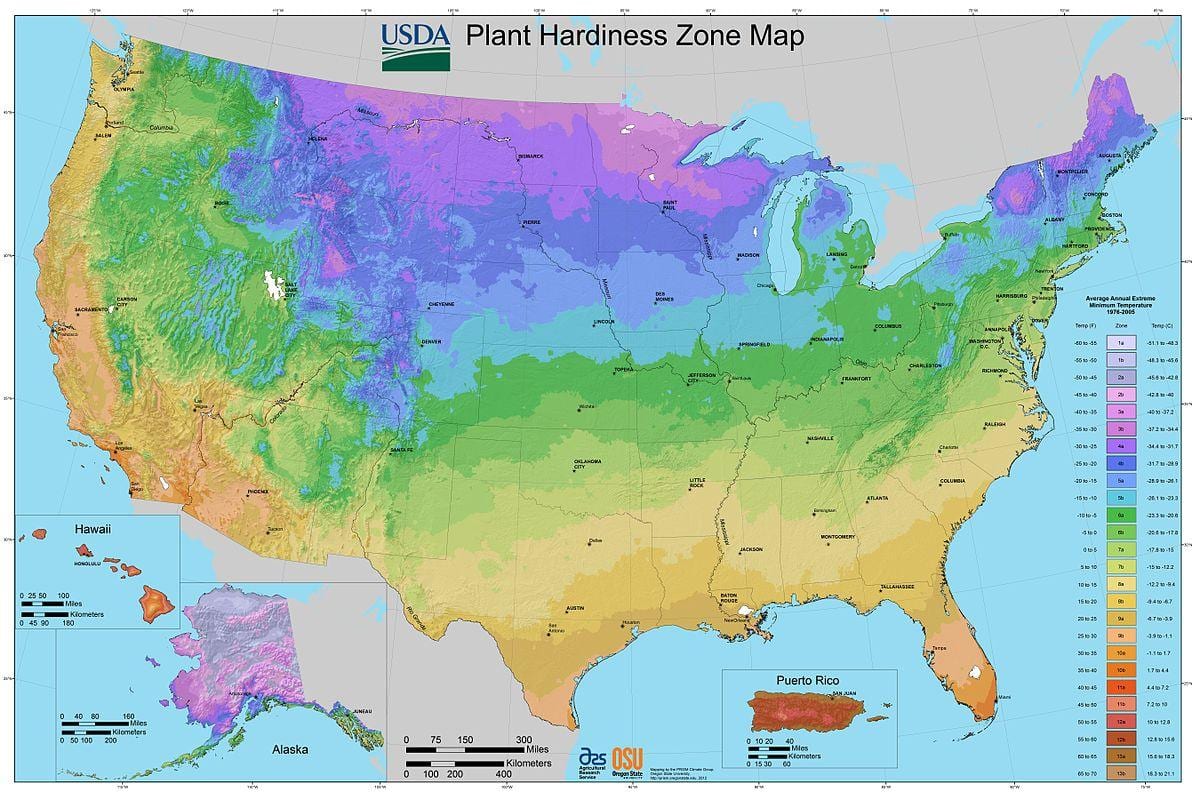 usda pflanze Widerstandsfähigkeit Zonen-Karte