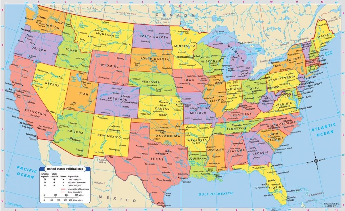 Vereinigte Staaten-map mit Städten - United State Karte mit Städten