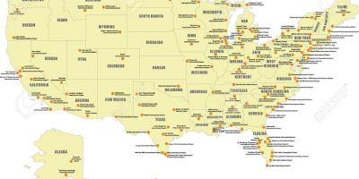 USA internationale Flughäfen Karte anzeigen