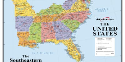 Südosten der USA Karte anzeigen