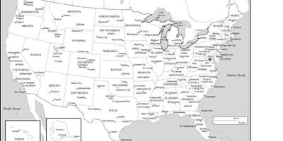 Karte der USA mit den wichtigsten Städten