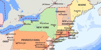 Karte der Nordosten der USA mit Städten