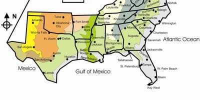 Südosten der USA Karte mit Städten