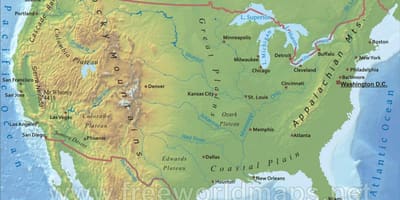 Berge in den Vereinigten Staaten-map