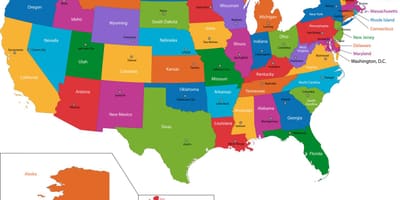 Karte der USA mit Staaten und Hauptstädte