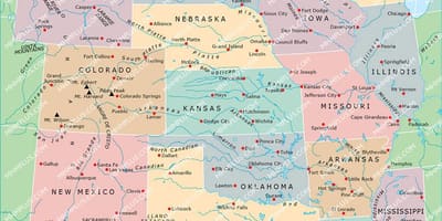 Karte von central-US